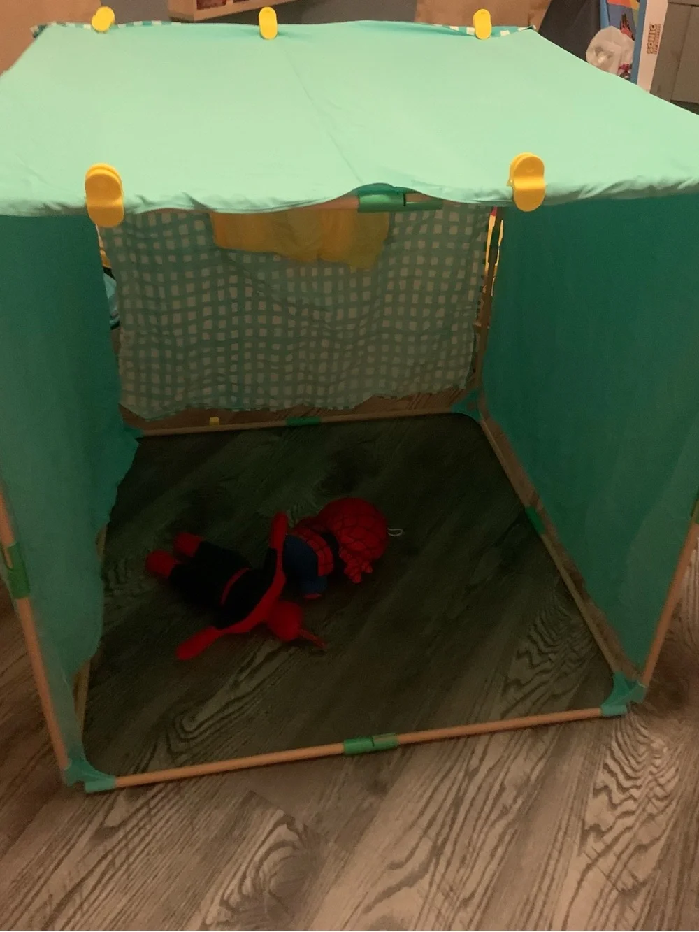 Foldable Kids Playhouse Cube in Aqua Green
